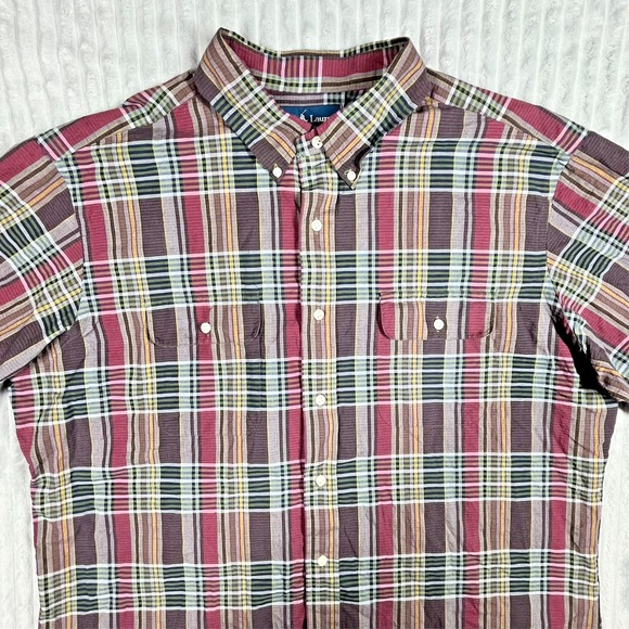 Ralph Lauren Classic Fit Button Down Short Sleeve Shirt Men's XL Plaid Preppy - Picture 4 of 11